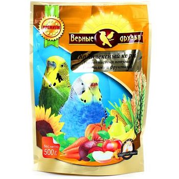 Корм для попугаев волнистых Верные друзья Овощи и Фрукты 500гр/10