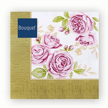 Салфетки бумажные DESNA BOUQUET "Розы в золотой рамке" 33*33 3-слойные 20листов/12шт