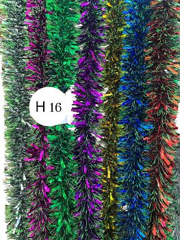 Мишура Н-16 д9см , 2м цветная с мелкими зел.вставками,кр.нарезка 10/220