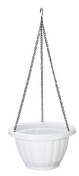 Горшок 2 литра Кашпо Афина на металлической цепочке белый г.Пятигорск