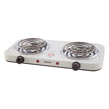 Плита электрическая Centek CT-1509 двухконфорочная, ТЭН 140мм 2000Вт белая