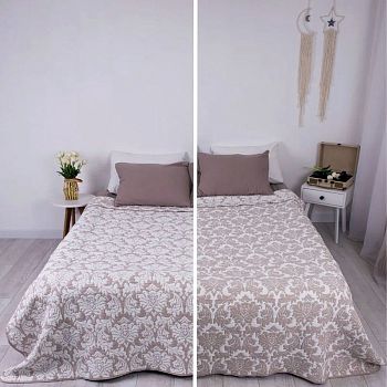 Покрывало 220*240"SMOON" Жаккард двустороннее Бежевый ТН8210-2 1/6