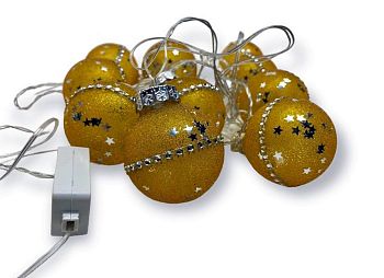Эл.гирлянда 10LED ШАР СТРАЗЫ ДЕКОР 5м 2309 Т.БЕЛЫЙ 1/40