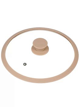 Крышка стеклянная с силиконовым ободом,Daniks бежевая 28см