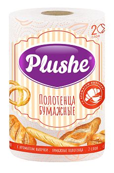 Полотенца бум. 2-сл. "Plushe "(уп.1рул*?м)(5402) (бело-оранжевое тиснение/аром. выпечки /18шт.