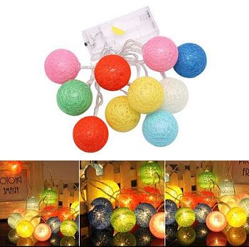 Эл.гирлянда ПРЯЖА шар.1000MQ 20LED 6mЦВЕТНАЯ