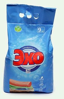 Порошок стиральный Эхо автомат+Ручная (пакет) 9кг/1шт