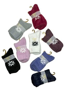 Носки Ж. ангора OSKO 1922 снежинка , пух 12/360