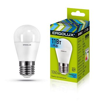 Лампа светодиодная Ergolux LED G45-11W-E27-4K 10/10