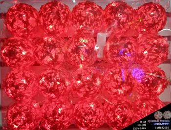 Эл.гирлянда ПРЯЖА шар.2302 20LED 6м КРАСНЫЙ 1/24