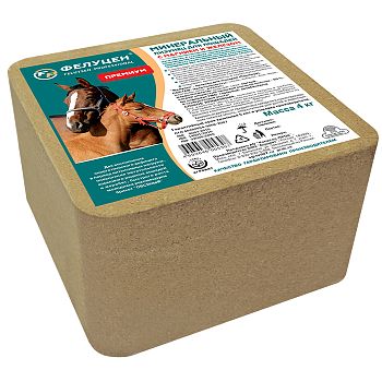 Соль лизунец Фелуцен для лошадей с магн и желез премиум брикет 4кг.