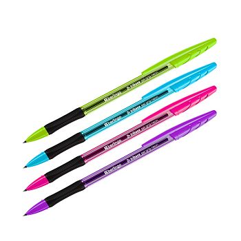 Ручка гелевая Berlingo "Tribase Gel grip neon" черная 0.5мм 