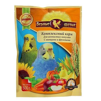 Корм для попугаев волнистых Верные друзья в период линьки 500гр/10