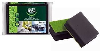 Губка для посуды Master FRESH профилированная  2шт 1/50 6373