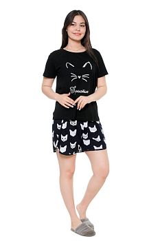 Пижама Ж. Само 36084 (шорты+футболка) черная рS-2XL 5/80
