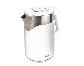 Чайник 2 литра электрический Oasis K-21SPW 1800Вт цв. белый пластик+ нерж.сталь