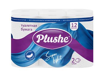 Т/бумага 2сл. "Plushe Super Light"(уп.12рул,13,68м) Белая 8/? Т/бумага 2сл. "Plushe Super Light"(уп.12рул,13,68м) Белая 8/?