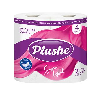 Т/бумага 2сл. "Plushe Super Light"(уп.4рул,15м) Белая 12/144 Т/бумага 2сл. "Plushe Super Light"(уп.4рул,15м) Белая 12/144