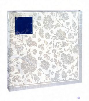 Салфетки бумажные DESNA BOUQUET Анжелика "Серебро на белом" 33*33 3-слойные 20листов/12шт