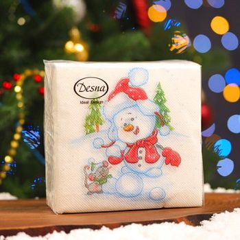 Салфетки бумажные DESNA DESIGN НГ "Снеговичок" 24*24 1-слойные 40листов/32шт Салфетки бумажные DESNA DESIGN НГ "Снеговичок" 24*24 1-слойные 40листов/32шт
