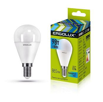 Лампа светодиодная Ergolux LED G45-9W-E14-4K 10/10
