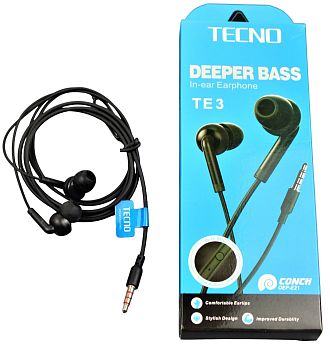 Наушники д/телефона TE-3 TECNO (силик.шнурок) 1/100