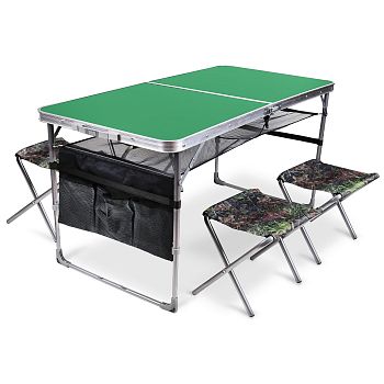 Комплект мебели складной стол+4 стула ССТ-К3/1 зеленый с дубовыми листьями