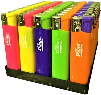 Зажигалка пьезо Pride e-011 5 цветов 50/1000