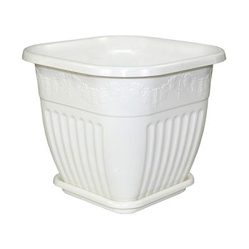 Горшок 3л Кашпо Лозанна квадратный белый М1615 1/15
