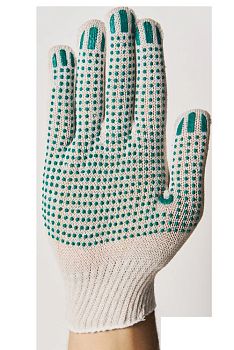 Перчатки ПВХ 10кл 3нитка точка белые 10/500