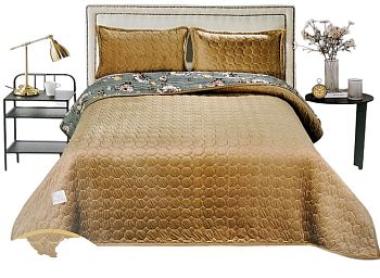 Покрывало BOZHONG велюр,стеганное (подклад с рисунком) Евро