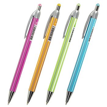 Ручка шариковая АВТОМАТИЧЕСКАЯ "BRAUBERG" Stripes 03мм синяя, ассорти /24шт 144219