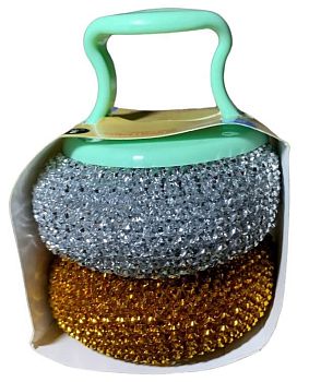 Губка для посуды полипропиленовая с держателем (2ед. в упаковке) АкваМаг 1/100 мп-02Д/3с