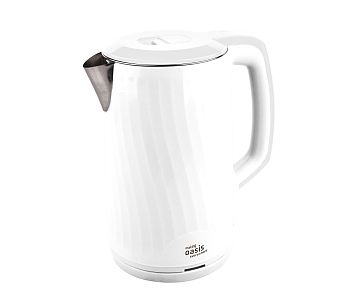 Чайник 1,8 литра электрический Oasis K-13PW 1800Вт цв. белый пластик+ нерж. сталь