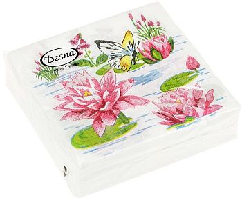 Салфетки бумажные DESNA DESIGN "Лилии у озера" 24*24 1-слойные 40листов/32шт