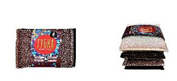 Губка для посуды (эмали и тефлона) (4ед. в упаковке) АкваМаг ГЭТ-004р(г) 1/160