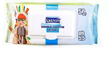 Салфетки влажные Grendy Детские (уп50шт) с клапаном