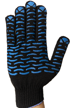 Перчатки ПВХ 10кл 6нитка протектор черные 10/300