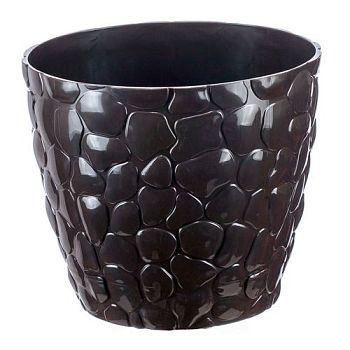 Горшок 2,6 литра Кашпо Камни д180 коричневый ротанг М3173