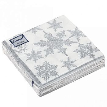 Салфетки бумажные DESNA BOUQUET de luxe НГ "Снегопад Серебро" 24*24 3-слойные 25листов/15шт Салфетки бумажные DESNA BOUQUET de luxe НГ "Снегопад Серебро" 24*24 3-слойные 25листов/15шт