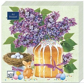 Салфетки бумажные DESNA BOUQUET "Пасхальный кулич" 33*33 3-слойные 20листов/12шт