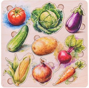 Игра развивающая из дерева "Овощи" 1/10