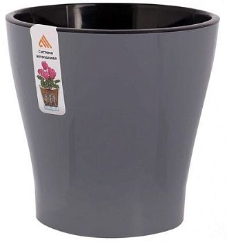 Горшок 3,6л Кашпо Лея овальный двойной серый М7935