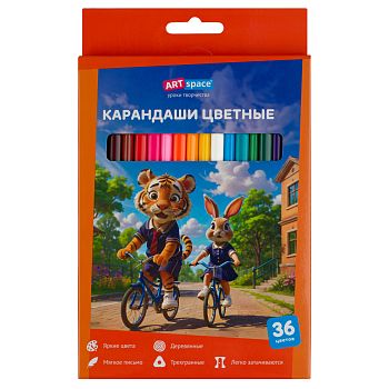 Карандаши 36цв "School mood" трехгранные, заточен., картон. упак., европодвес 382827
