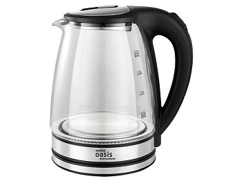 Чайник 2 литра электрический Oasis K-8GS 2000Вт цв. Черный пластик+стекло 