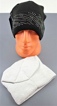 Шапка Ж. вяз. на флисе стразы 1/30