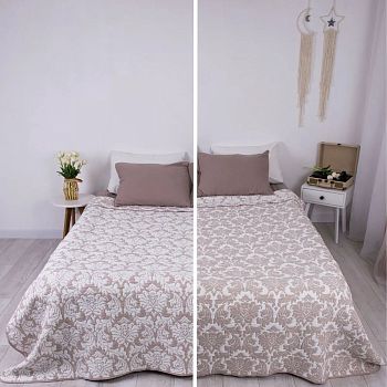 Покрывало 220*240"SMOON" Жаккард двустороннее Бежевый ТН8210-2 1/10