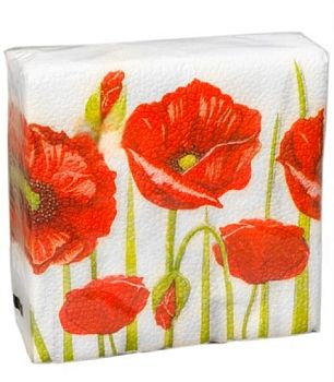 Салфетки бумажные DESNA DESIGN "Рисунок с маками" 24*24 1-слойные 40листов/32шт