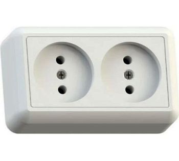 Розетка накладная РА 10-373 2-местная ОУ 10А белая изол.пластина АБС-пластик