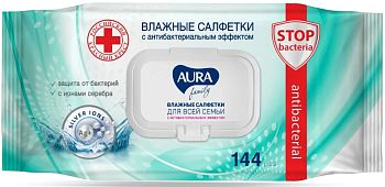 Салфетки влажные AURA Family с клапаном (уп.144шт)/24 Салфетки влажные AURA Family с клапаном (уп.144шт)/24